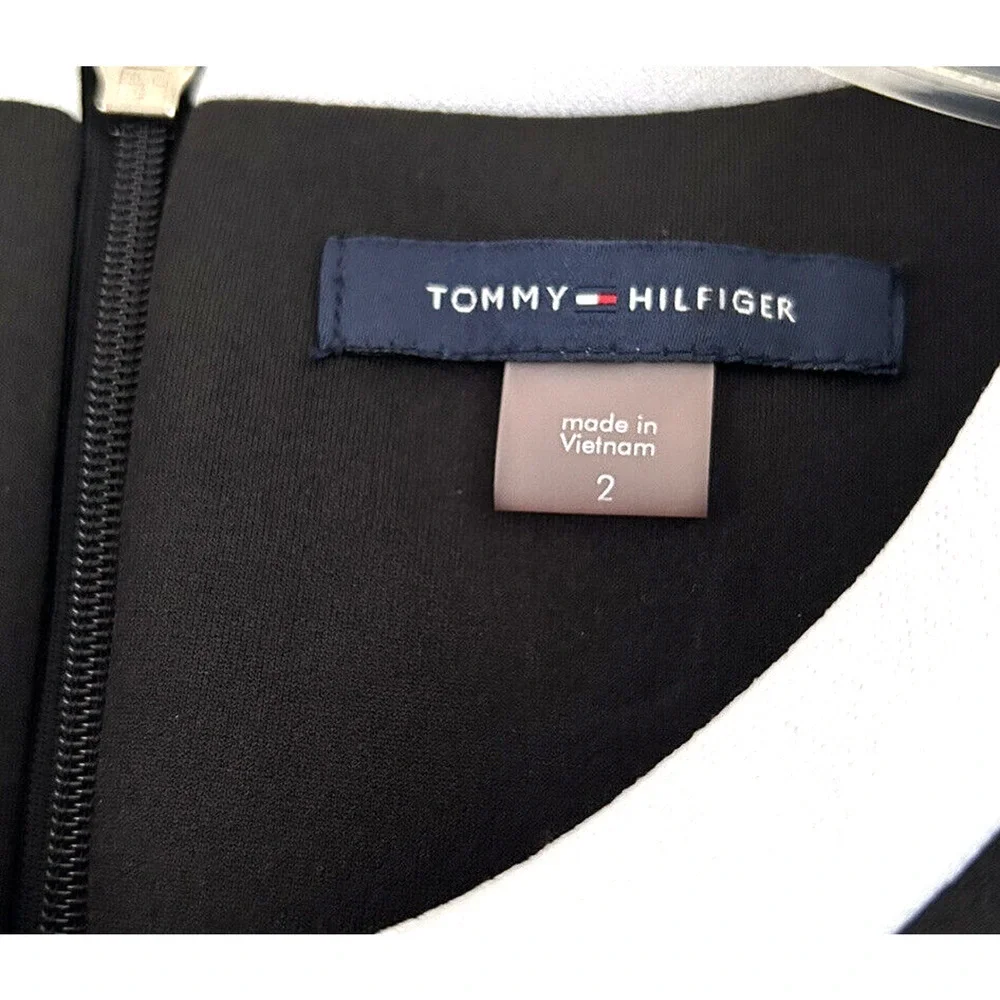 Tommy Hilfiger | Women's Black Sheath Crew Neck Back Zip Dress Size 2 - Picture 8 of 8
